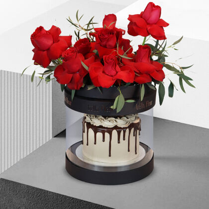 Valentine Cake Collection complementing Valentines Day Flowers for a perfect celebration.