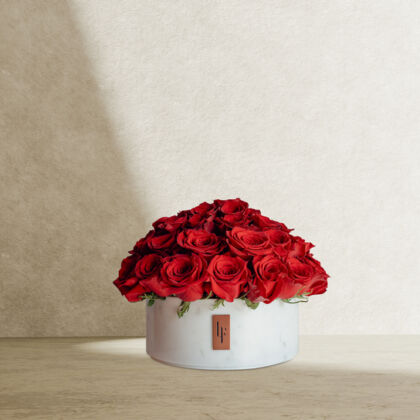 Stone Collection featuring artistic arrangements of Valentine Roses for Valentines Day.