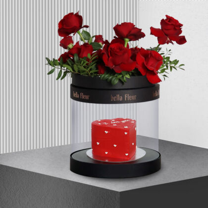 Valentine Cake Collection complementing Valentines Day Flowers for a perfect celebration.